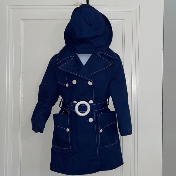 Vtg Sears navy blue All Weather coat with matching hat - Picture 1 of 10